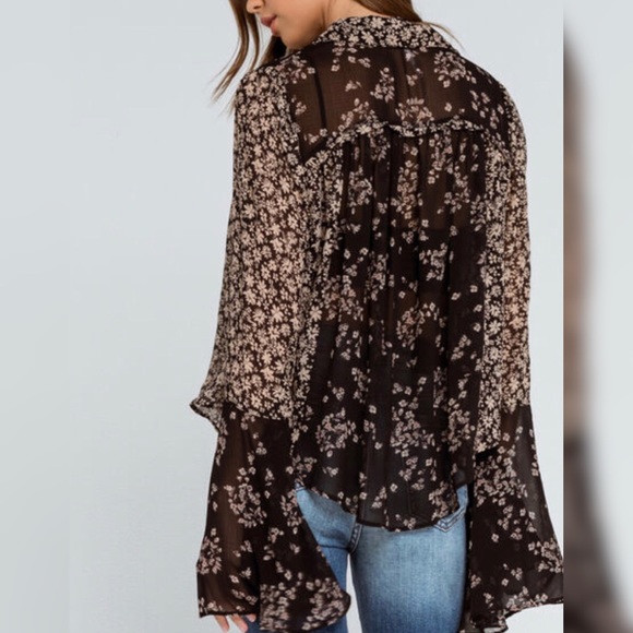 Free People's semi-sheer, floral-print blouse - Picture 3 of 6